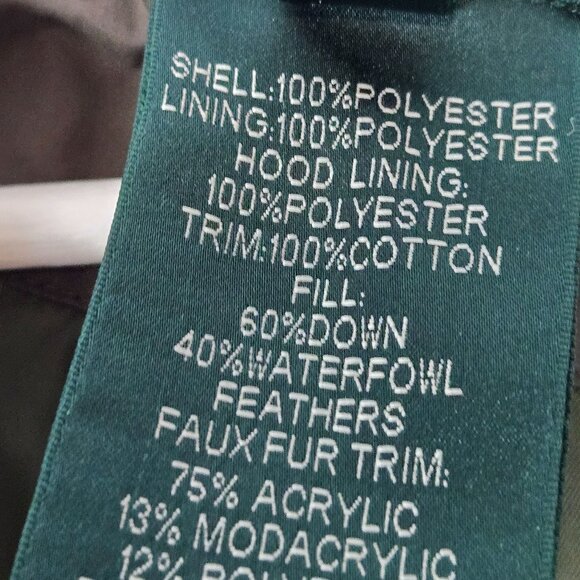 Lauren Ralph Lauren Size S Green Down Puffer Parka Coat Faux Fur Hood - Picture 9 of 16